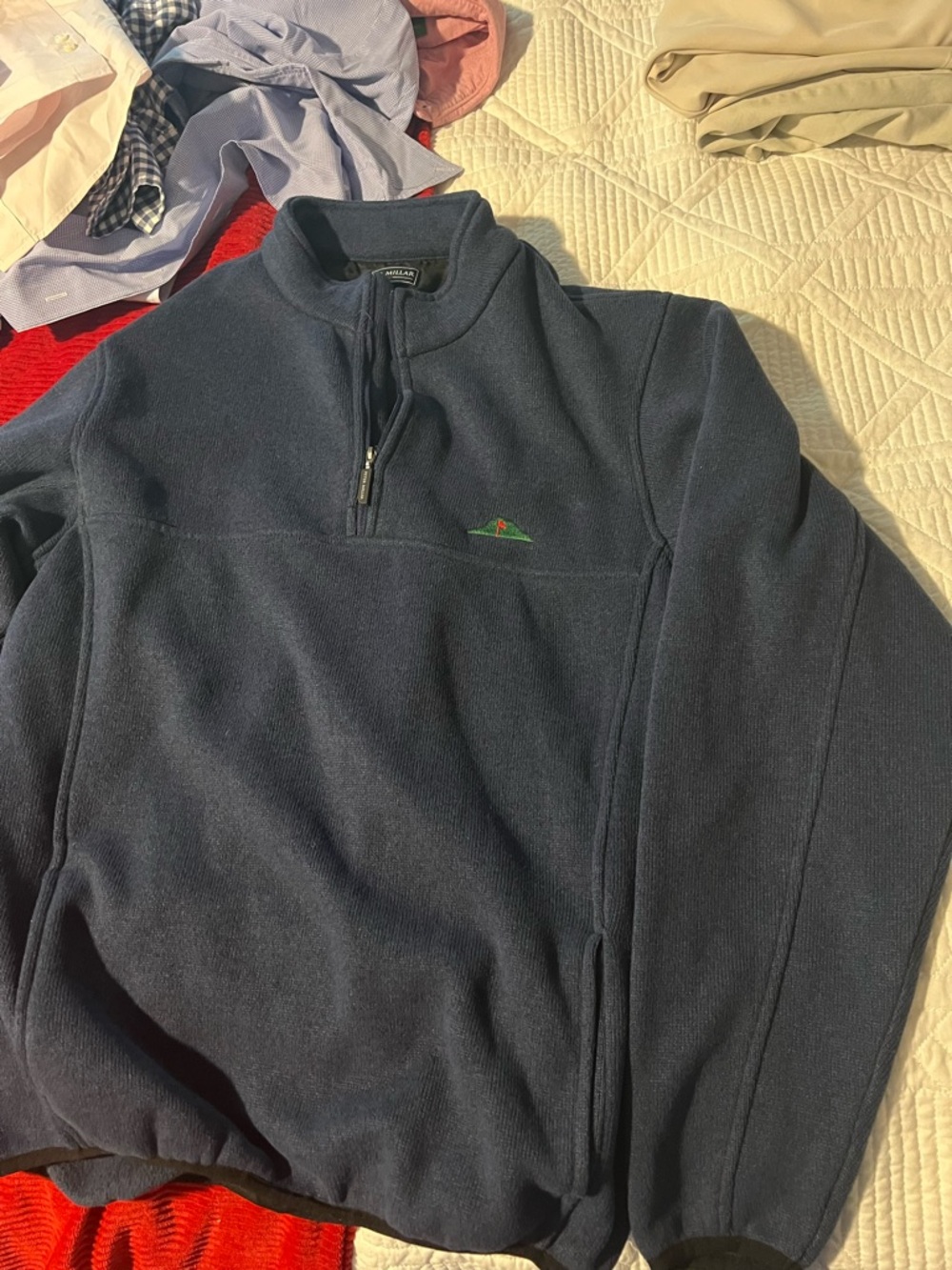 Peter Millar Navy Quarter-Zip Fleece Pullover